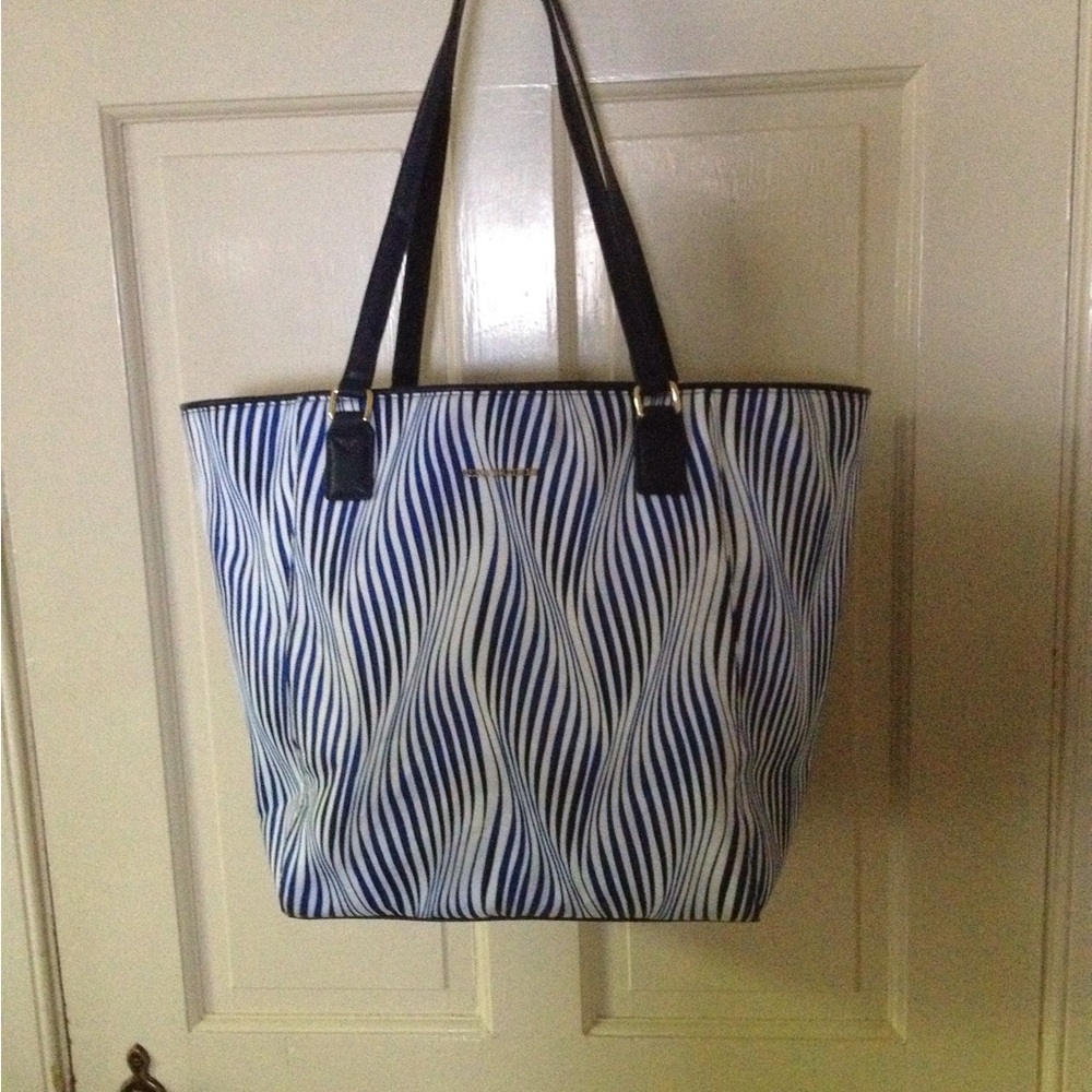 Vera Bradley Blue and White Striped Tote Bag